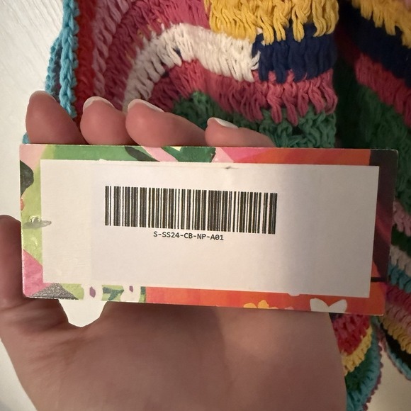 Celia B Rainbow Stripe Crochet Tote Purse Handbag Shoulder Bag Boho Festival NWT - Picture 3 of 12